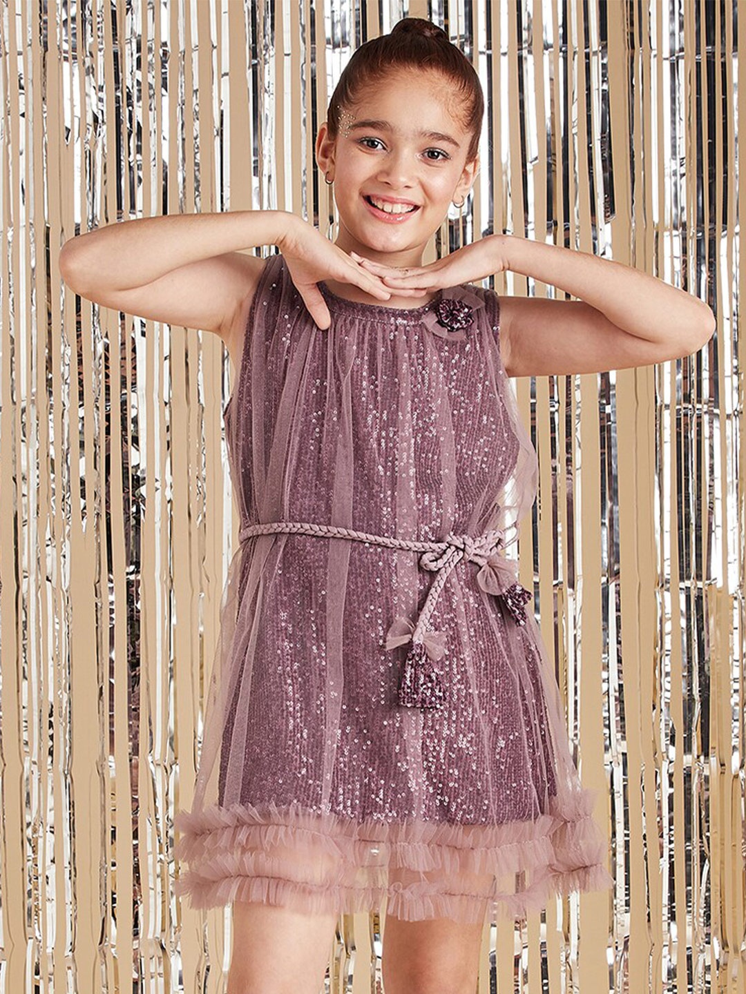 

Cherry & Jerry Girls Sequinned Net A-Line Dress, Purple