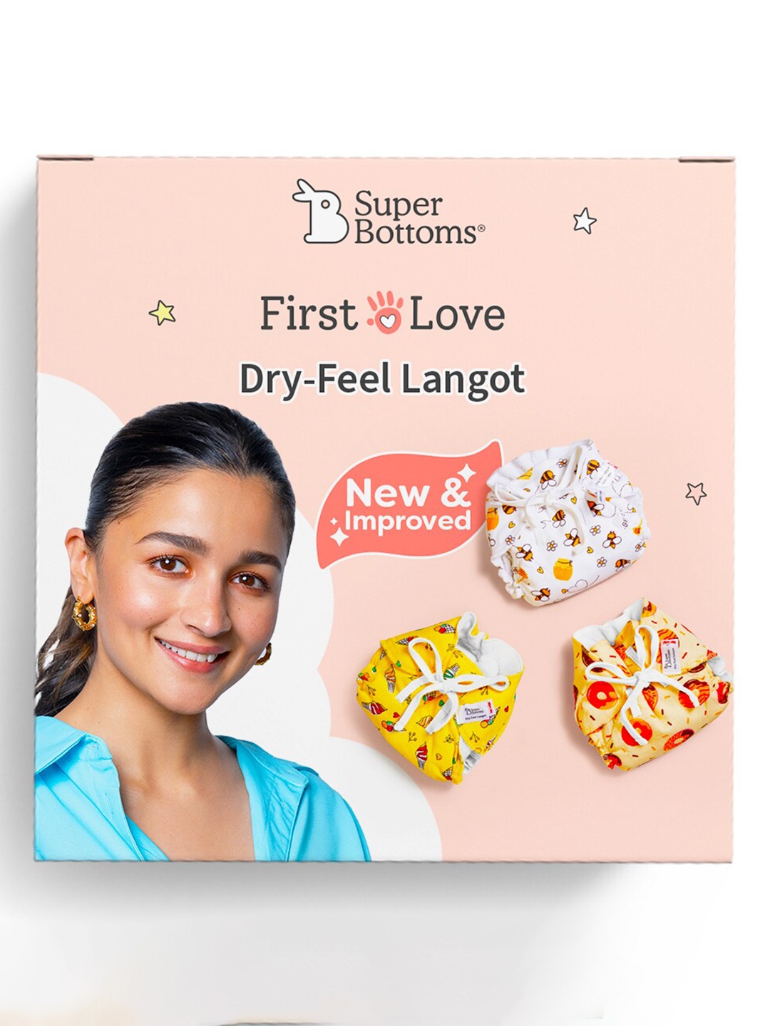 

SuperBottoms Set of 3 First Love Dry Feel Langot - Small, White