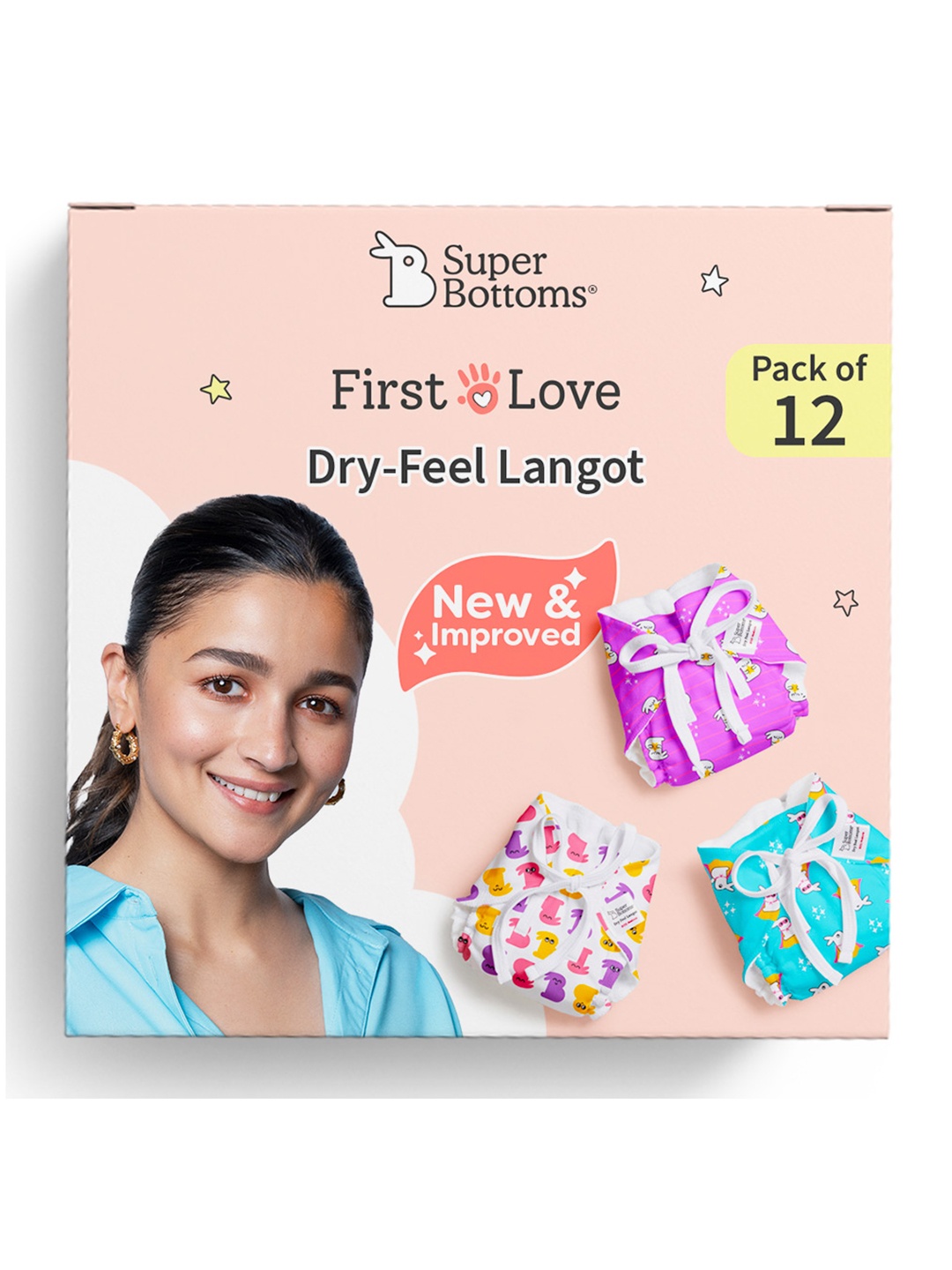 

SuperBottoms Set of 12 First Love Dry Feel Langot - Large, White