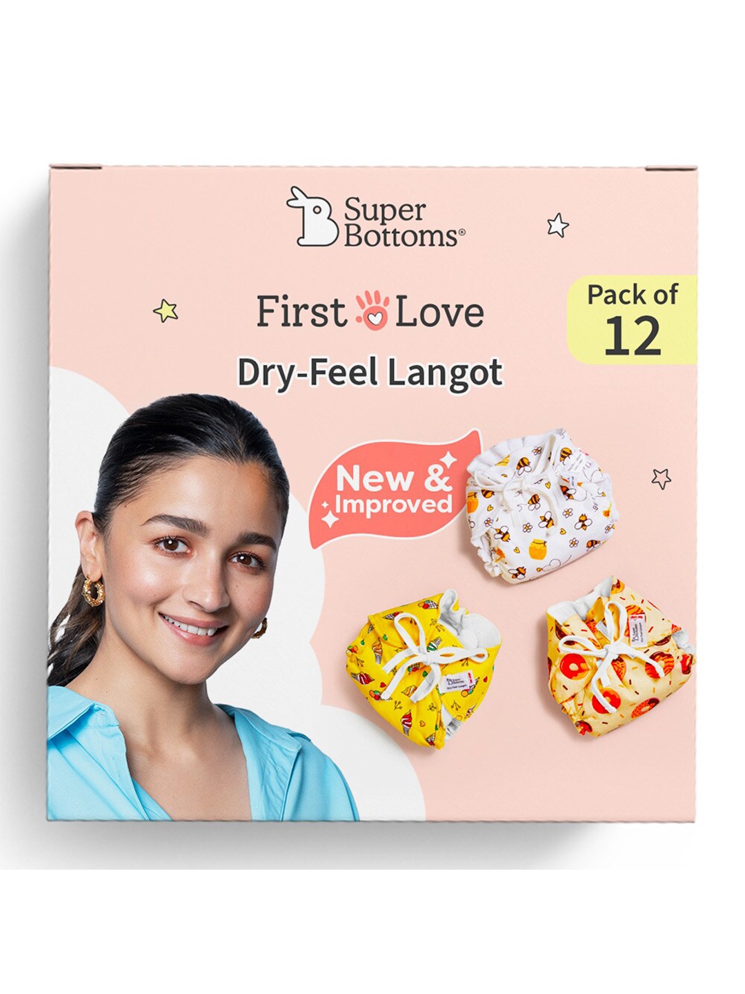 

SuperBottoms Set of 12 First Love Dry Feel Langot - Small, White