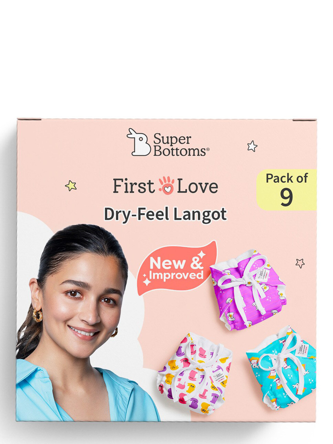 

SuperBottoms Set of 9 First Love Dry Feel Langot - Large, White