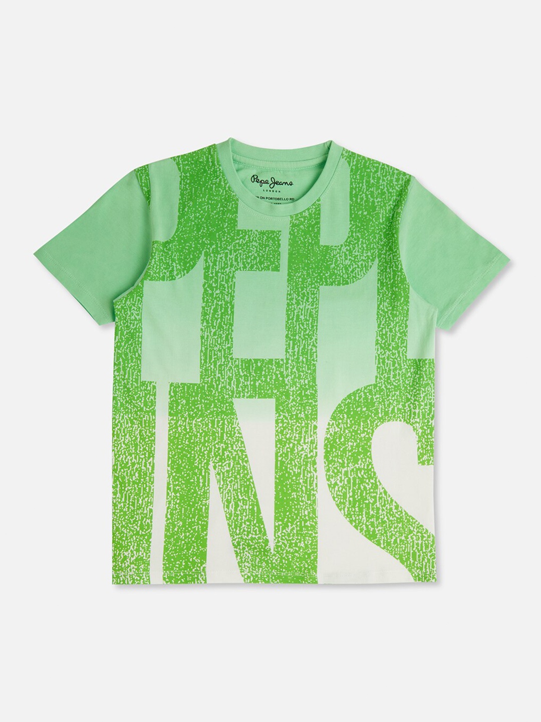 

Pepe Jeans Boys Typography Printed Round Neck Pure Cotton T-shirt, Green