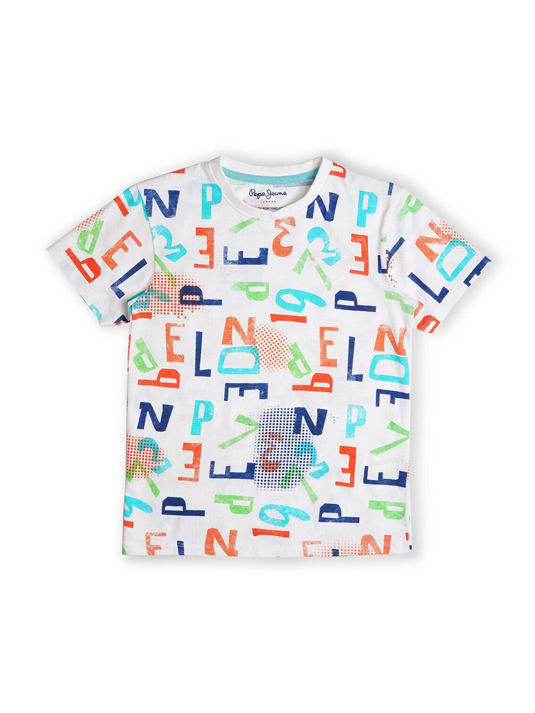 

Pepe Jeans Boys Typography Printed Round Neck Pure Cotton T-shirt, White