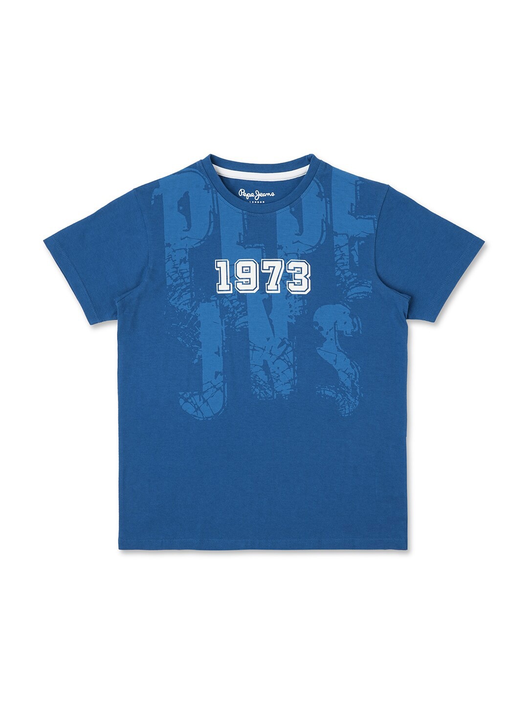 

Pepe Jeans Boys Typography Printed Pure Cotton T-shirt, Blue
