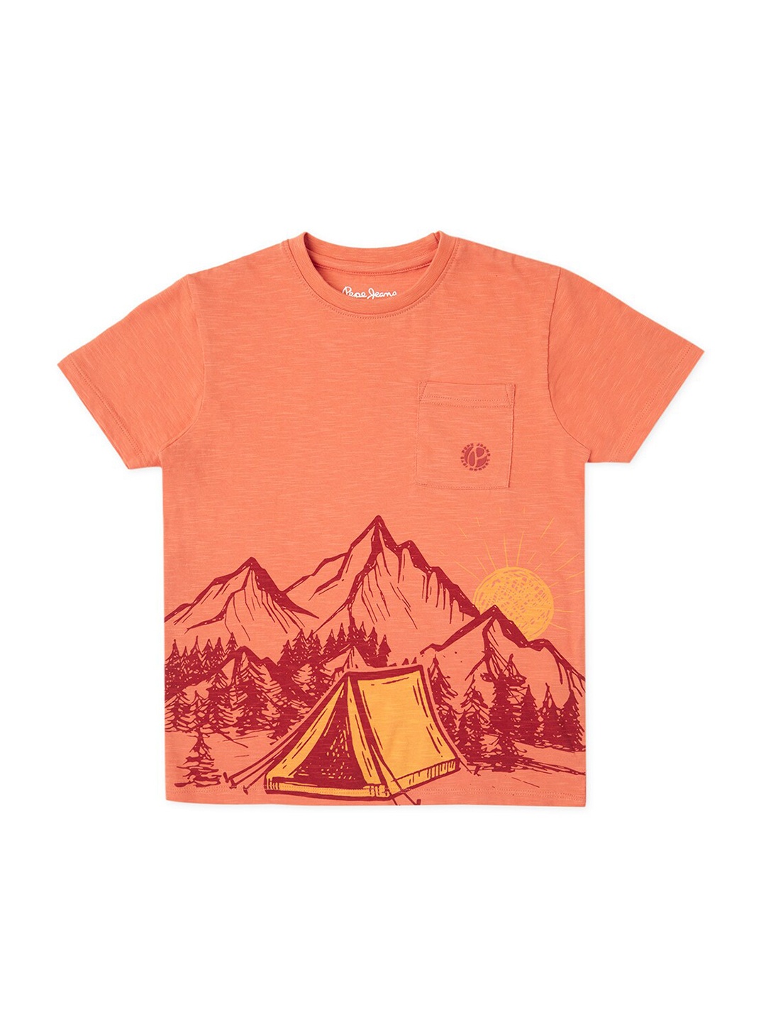

Pepe Jeans Boys Graphic Printed Pure Cotton T-shirt, Orange