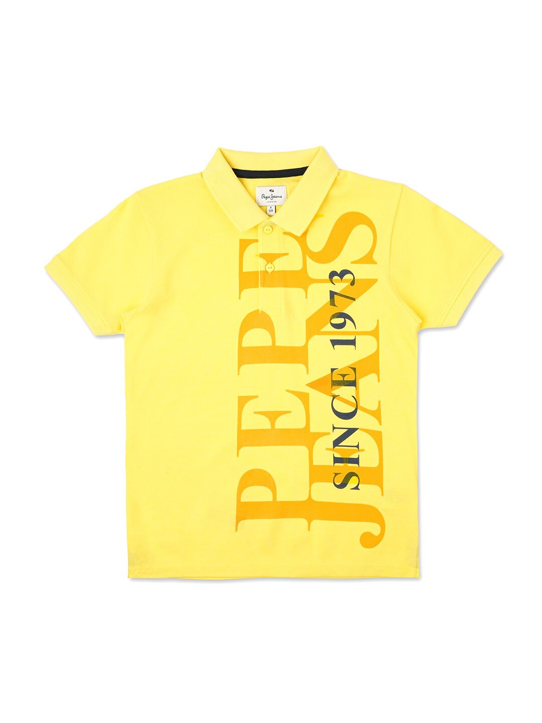 

Pepe Jeans Boys Typography Printed Polo Collar Pure Cotton T-shirt, Yellow