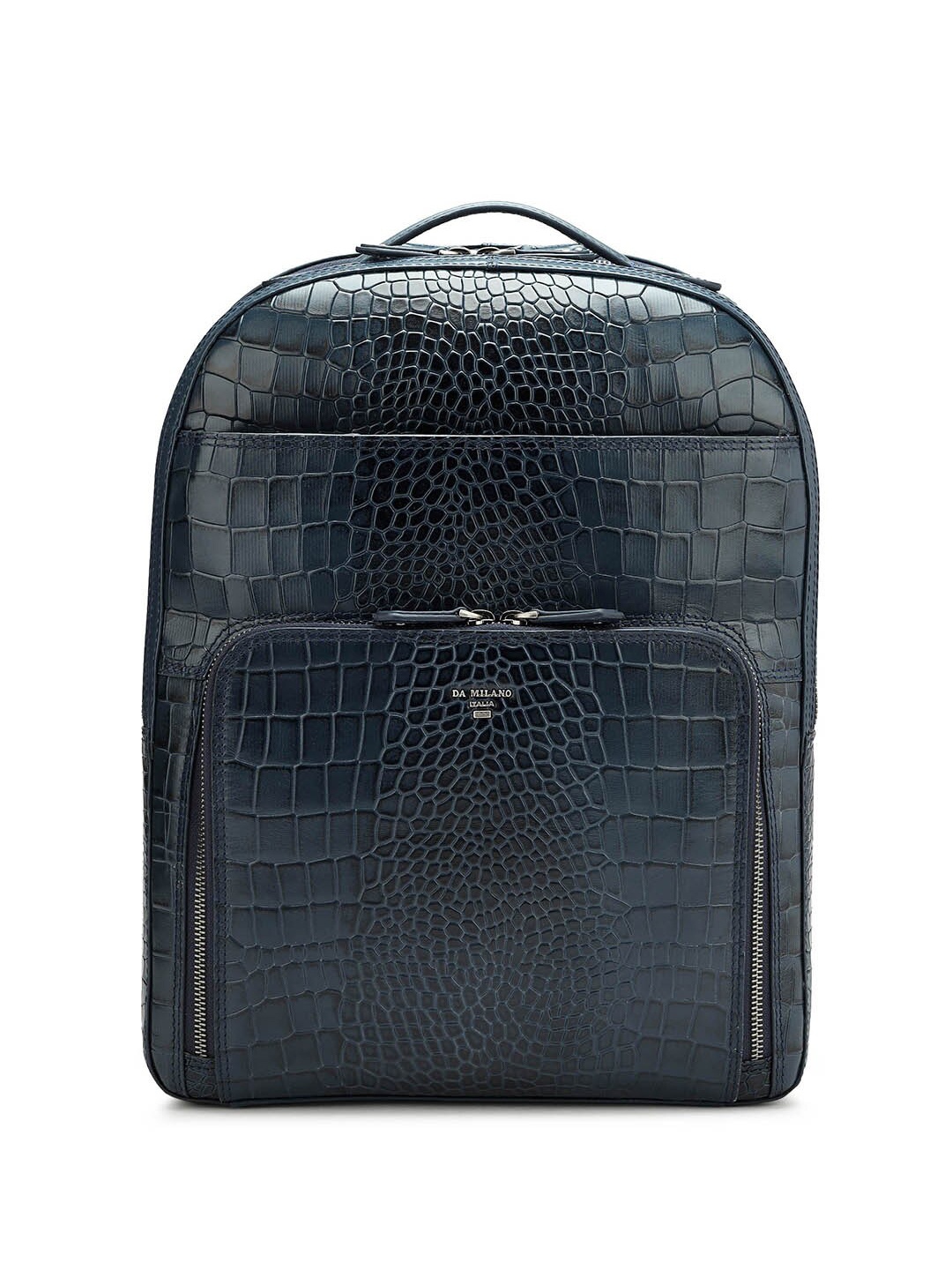 

Da Milano Men Textured Leather Backpack - Up to 15 inch Laptop, Blue