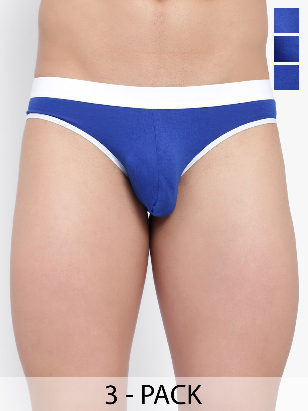 

Bruchi CLUB Pack Of 3 Low Rise Anti Bacterial Bikini Briefs BRC-ML-FOXY0559-BL-3C-S, Blue