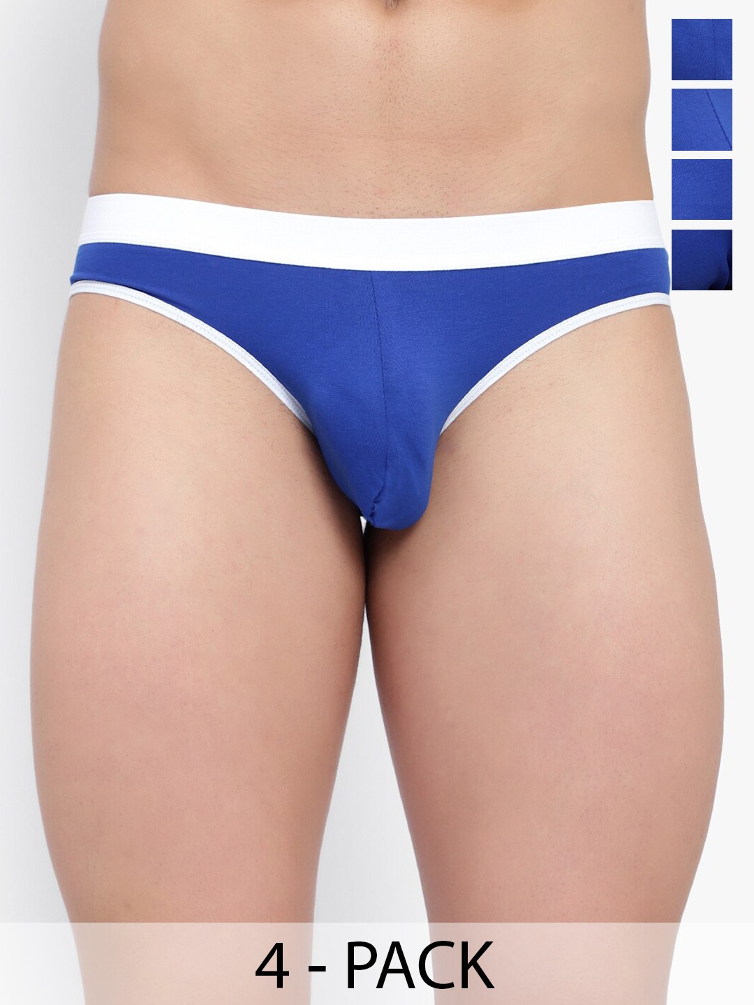 

Bruchi CLUB Pack Of 4 Low Rise Anti Bacterial Bikini Briefs BRC-ML-FOXY0559-BL-4C-S, Blue