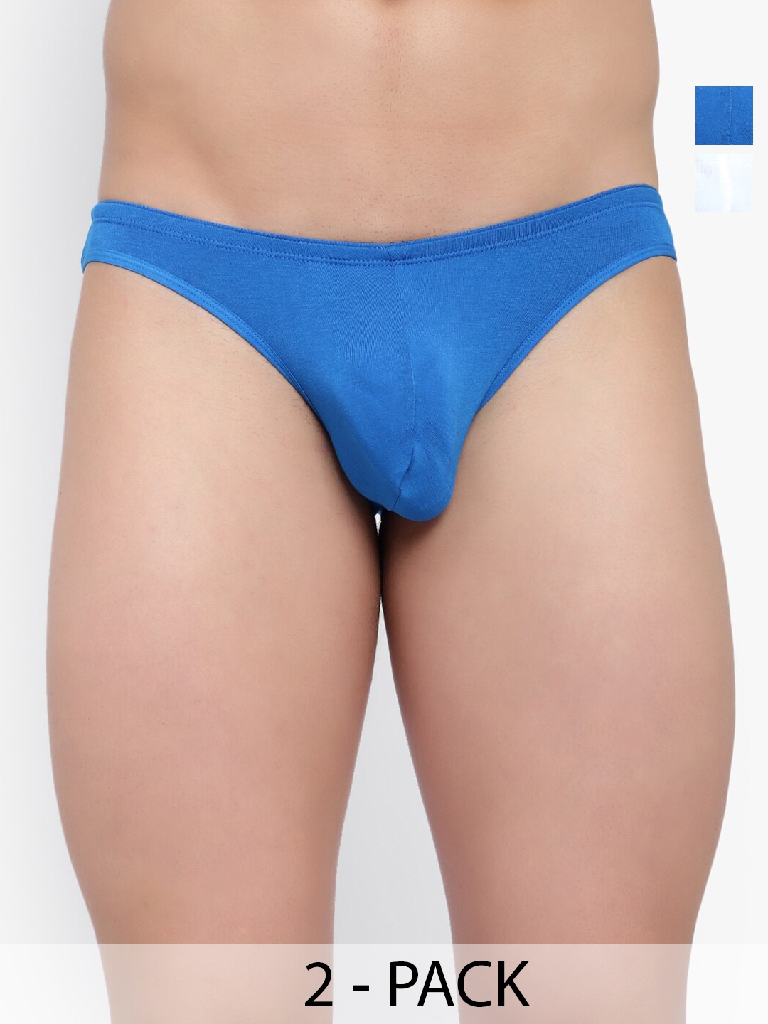 

Bruchi CLUB Pack of 2 Low-Rise Anti-Bacterial Bikini Briefs BRC-ML-FOXY-611-WH-BL-2C-S, Blue