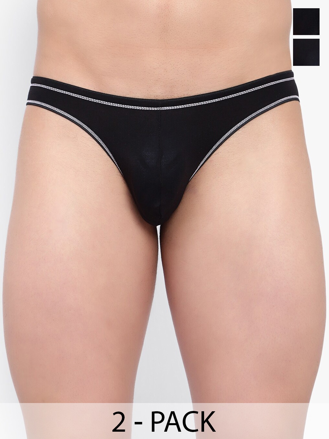 

Bruchi CLUB Men Pack Of 2 Low-Rise Anti-Bacterial Thongs BRC-ML-FOXY-314-BK-2C-S, Black