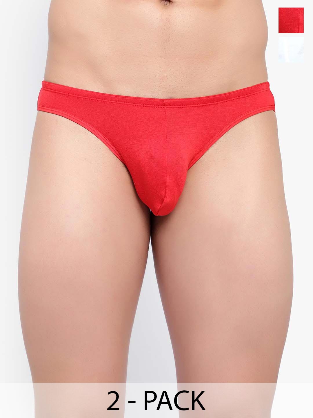 

Bruchi CLUB Men Pack Of 2 Low-Rise Anti-Bacterial Thongs BRC-ML-FOXY-611-WH-RD-2C-S, Red