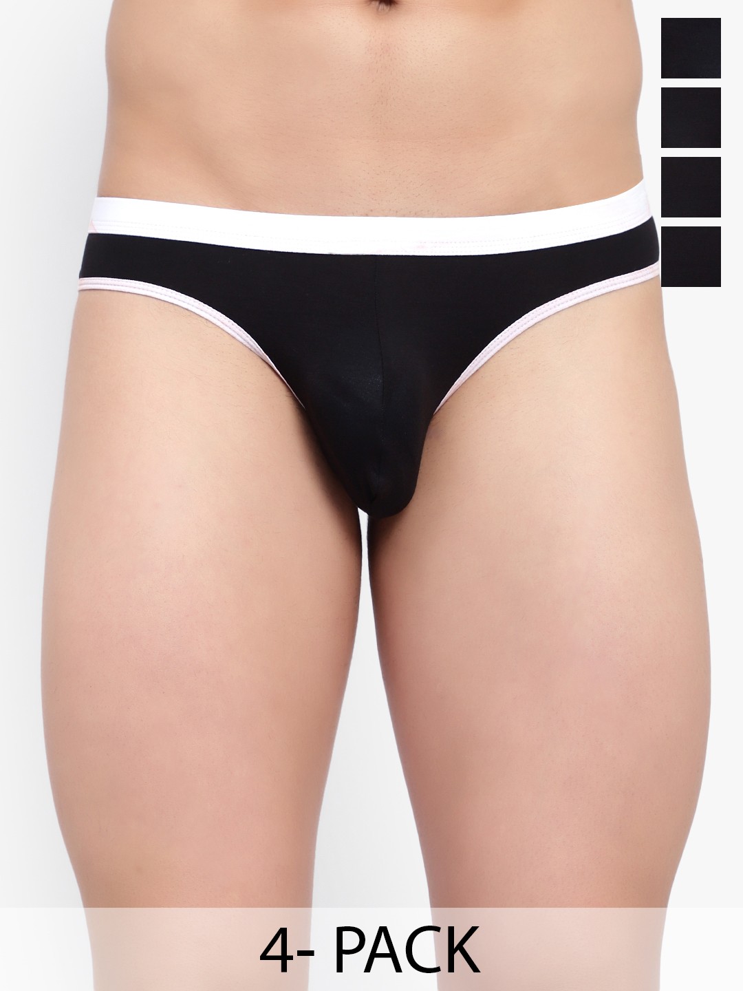 

Bruchi CLUB Men Pack Of 4 Low-Rise Anti-Bacterial Thongs BRC-ML-FOXY0559-BK-4C-S, Black