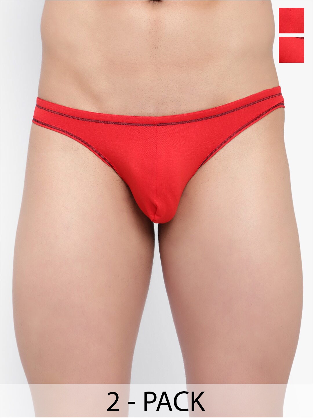 

Bruchi CLUB Pack Of 2 Low-Rise Anti-Bacterial Bikini Briefs BRC-ML-FOXY-314-RD-2C-S, Red