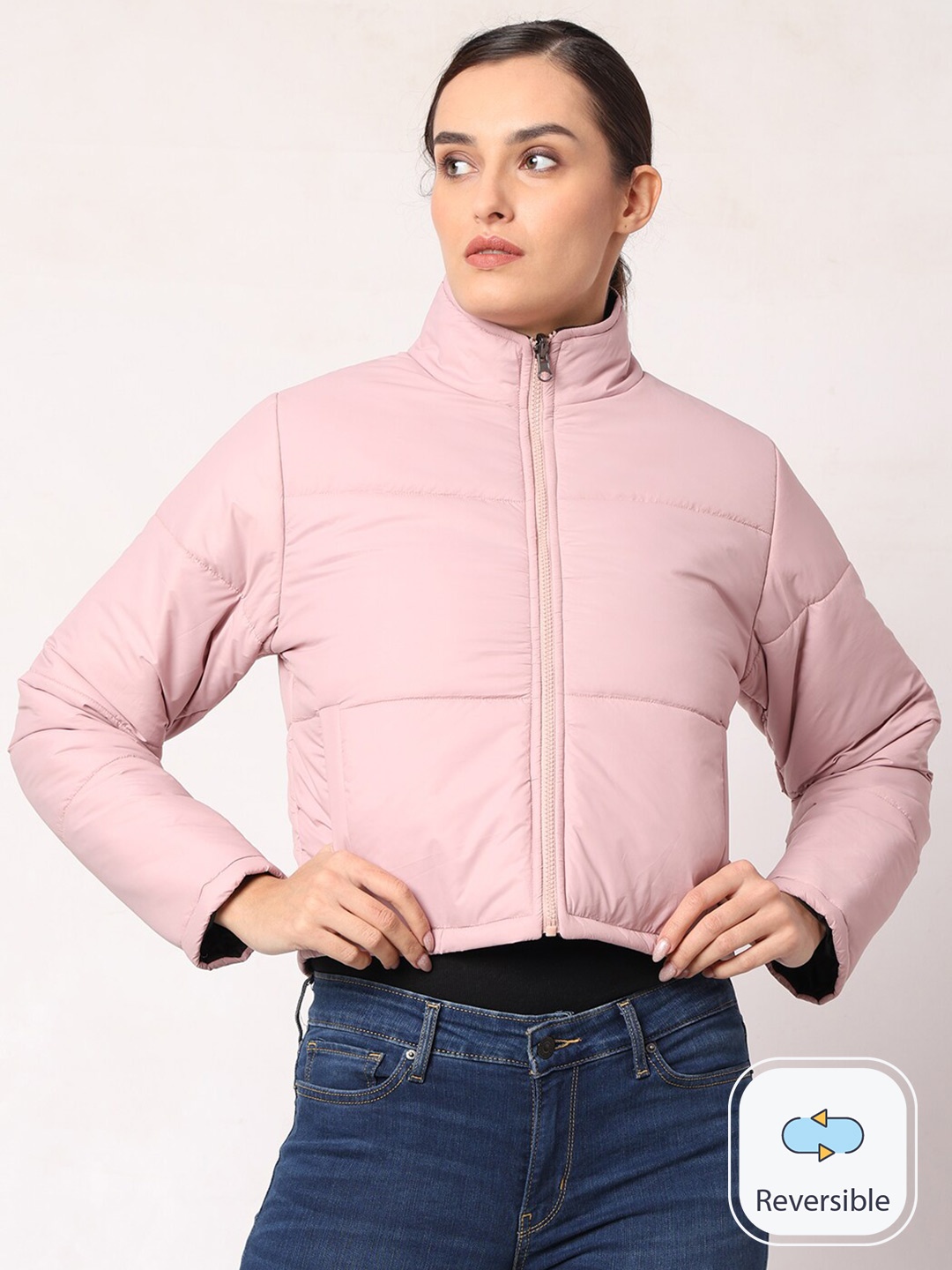 

Mark Leute Reversible Crop Padded Jacket, Pink
