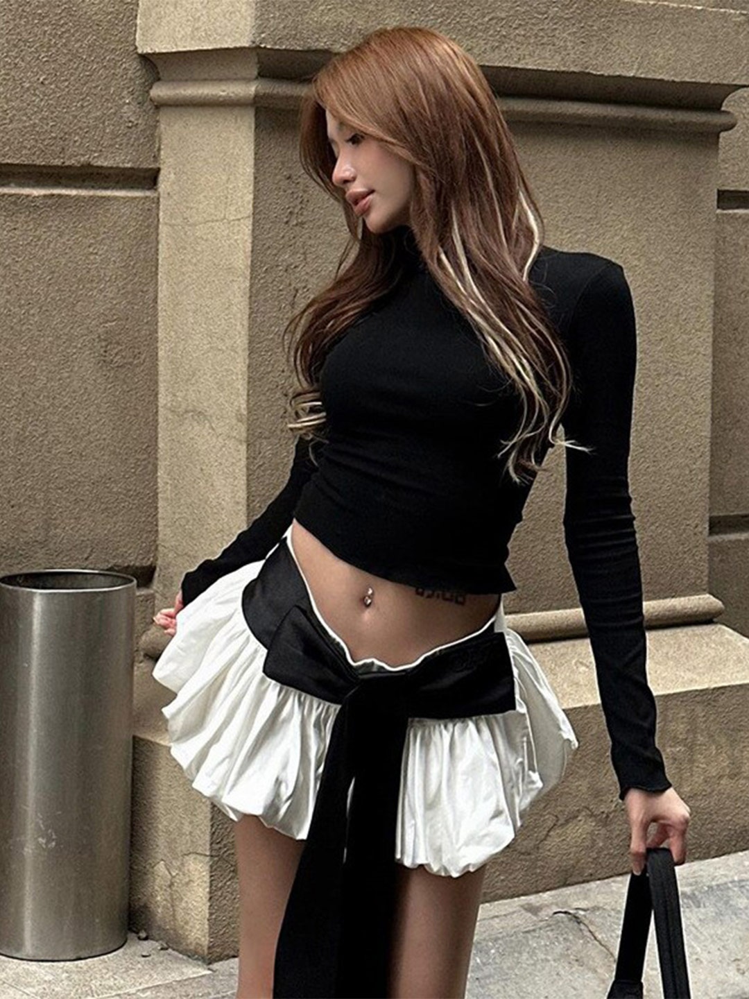 

StyleCast Black Crop Top With Mini Skirt