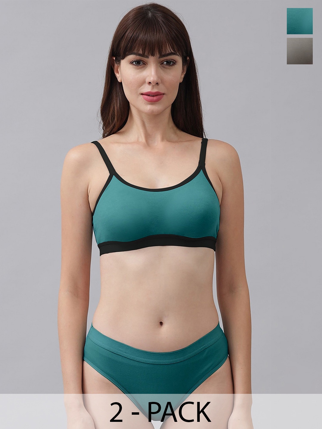 

AROUSY Pack Of 2 Cotton Lingerie Set, Blue