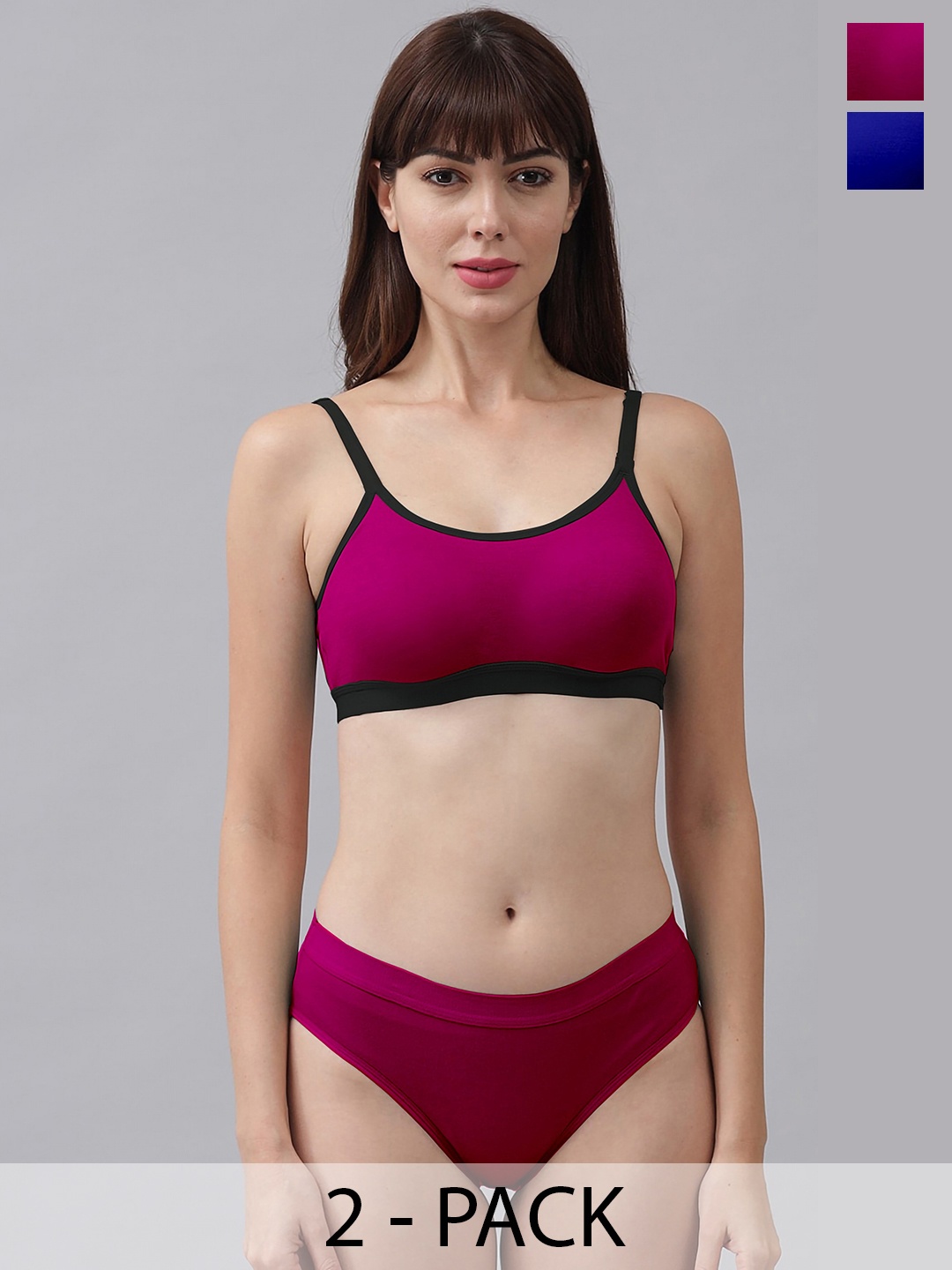 

PIBU Pack Of 2 Cotton Lingerie Set, Pink
