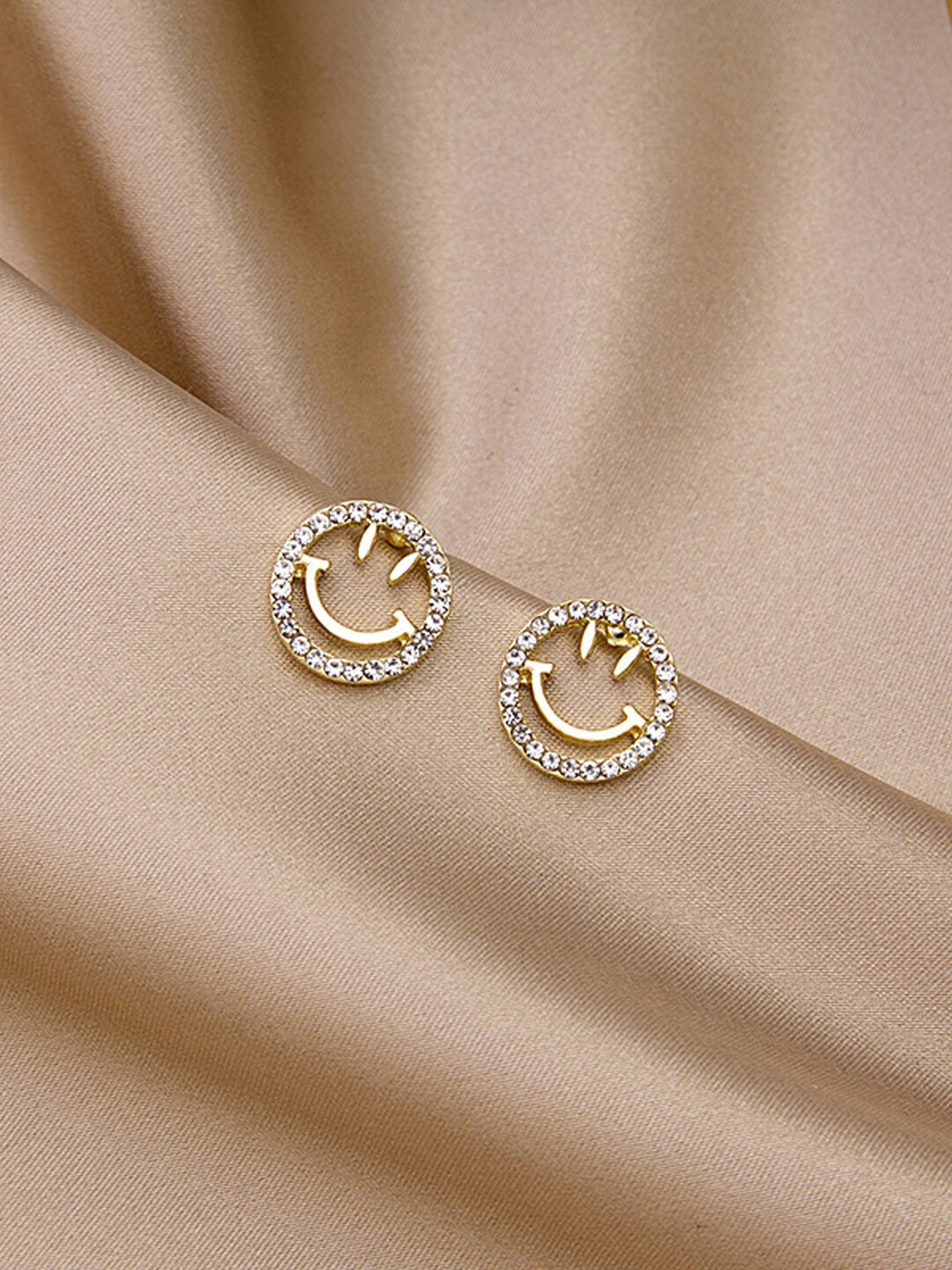 

Krelin Gold-Plated Stainless Steel Cubic Zirconia Studded Studs Earrings