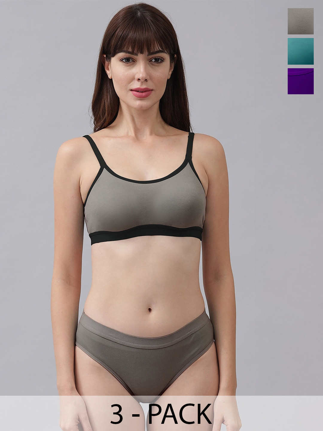 

Aamarsh Pack Of 3 Cotton Lingerie Set, Green