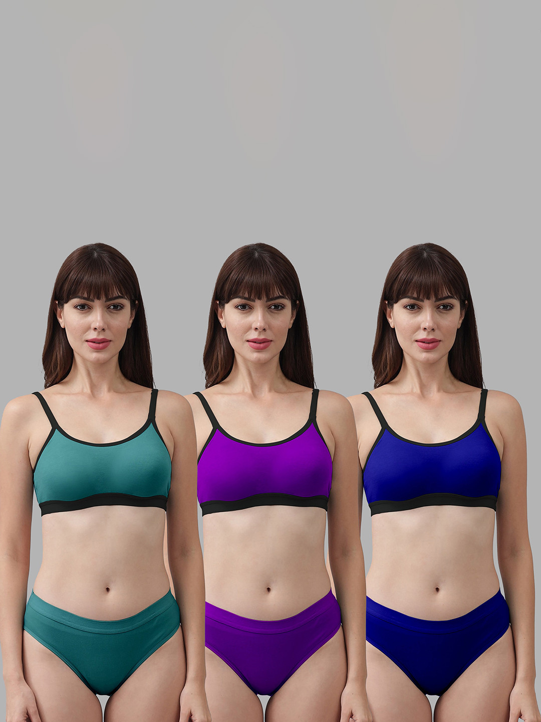 

Aamarsh Pack Of 3 Cotton Non-Padded Lingerie Set, Green