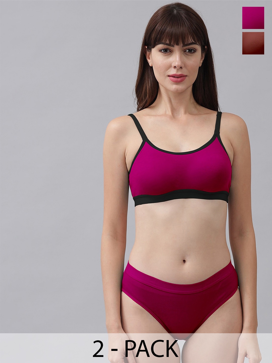 

Aamarsh Pack Of 2 Cotton Lingerie Set, Pink
