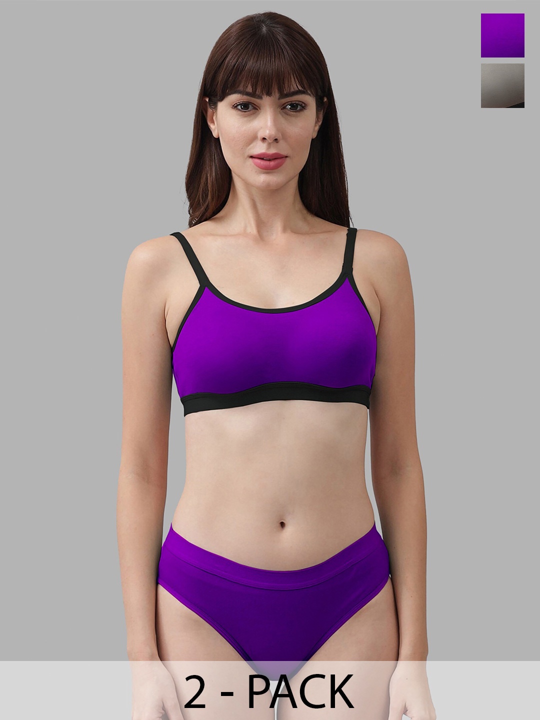 

Aamarsh Pack Of 2 Cotton Lingerie Set, Purple