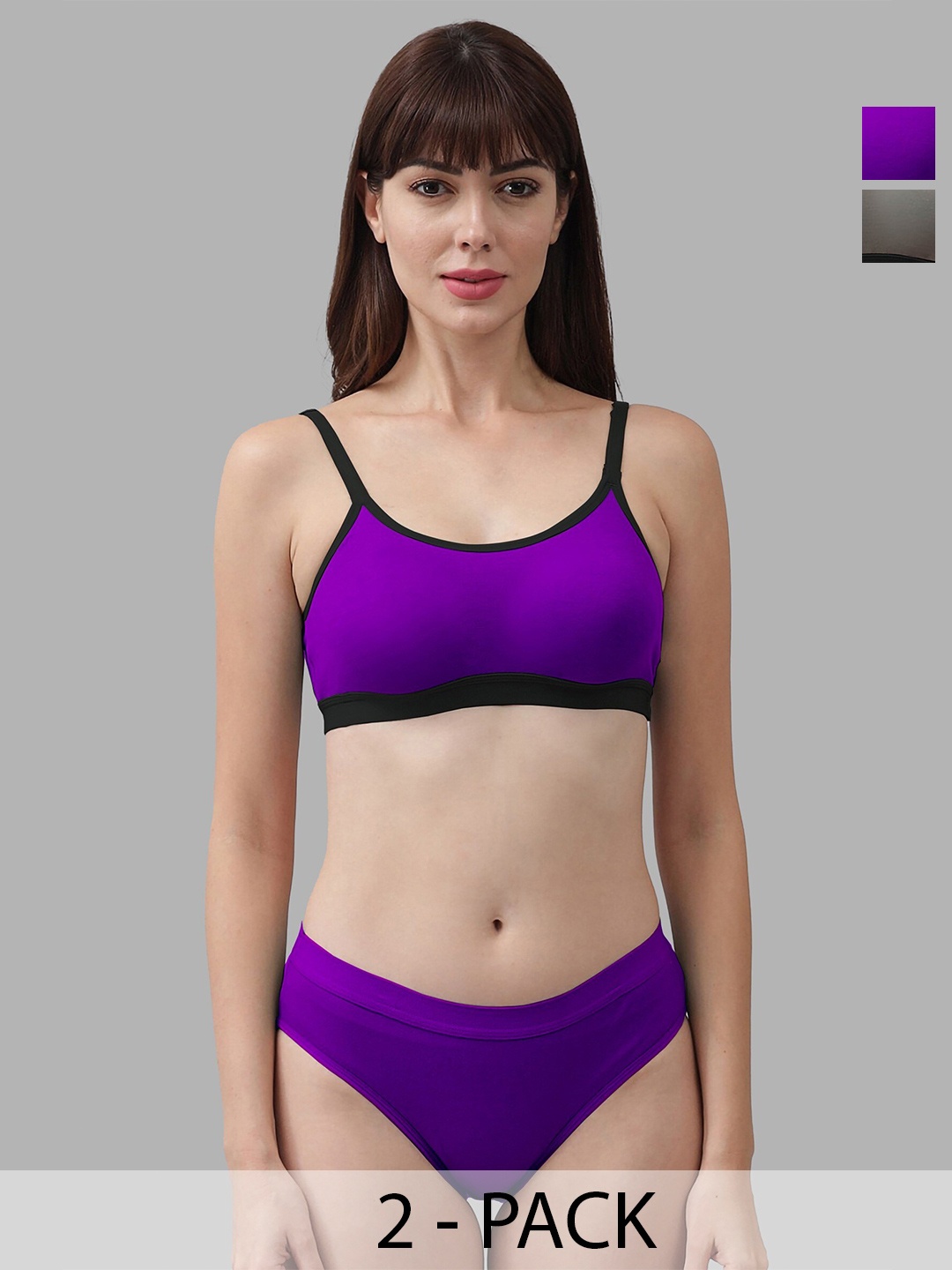 

Aamarsh Pack Of 2 Cotton Lingerie Set, Purple