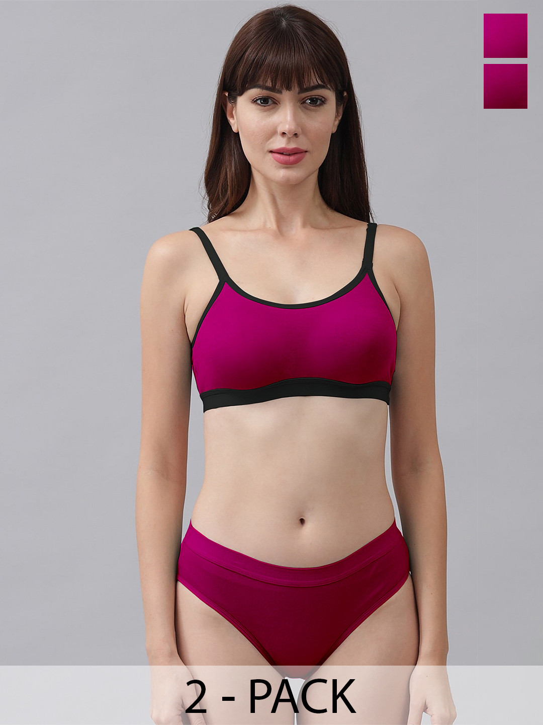 

Aamarsh Pack Of 3 Cotton Lingerie Set, Pink