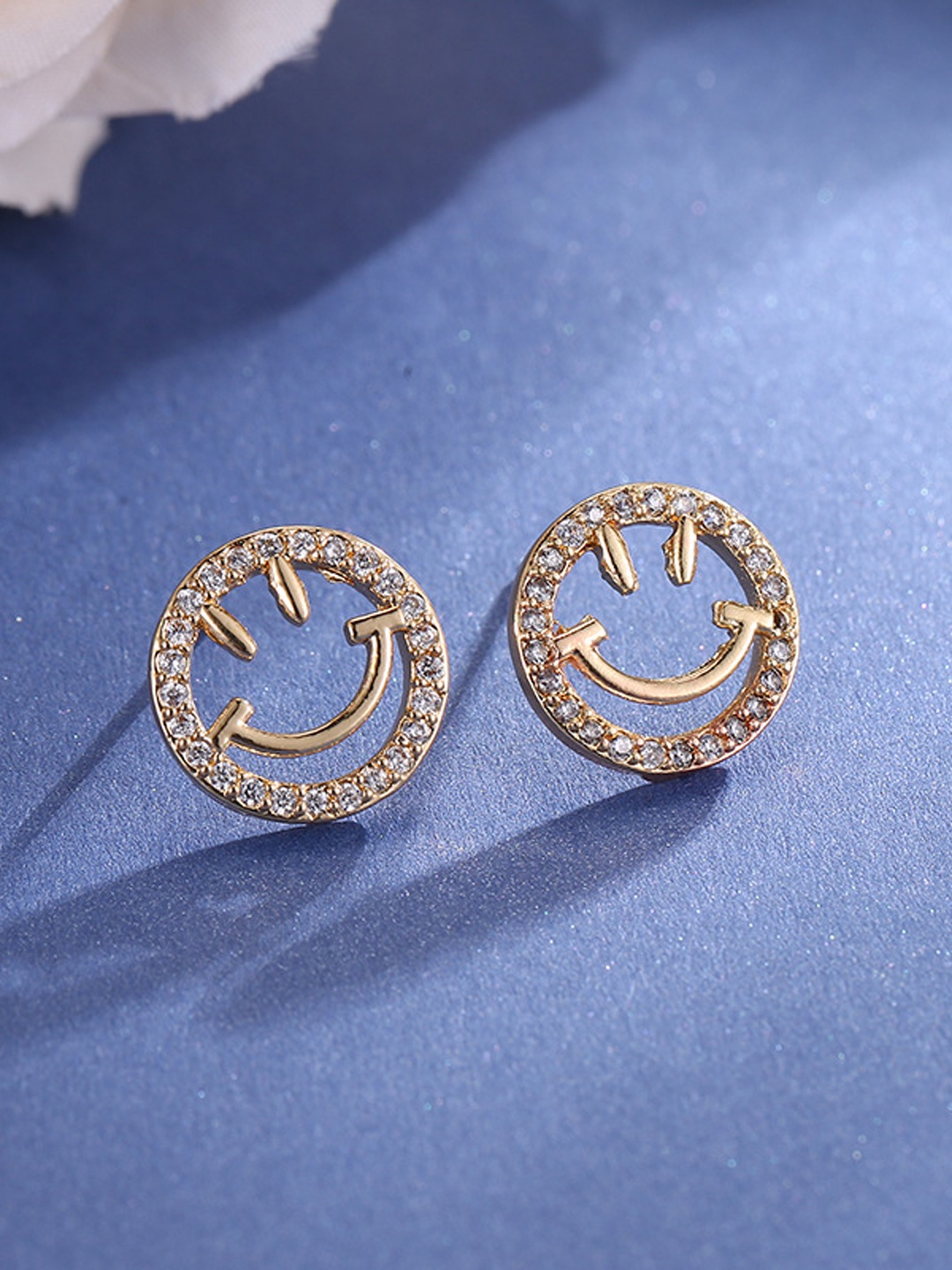 

VAGHBHATT Gold-Plated Cubic Zirconia Circular Studs Earrings