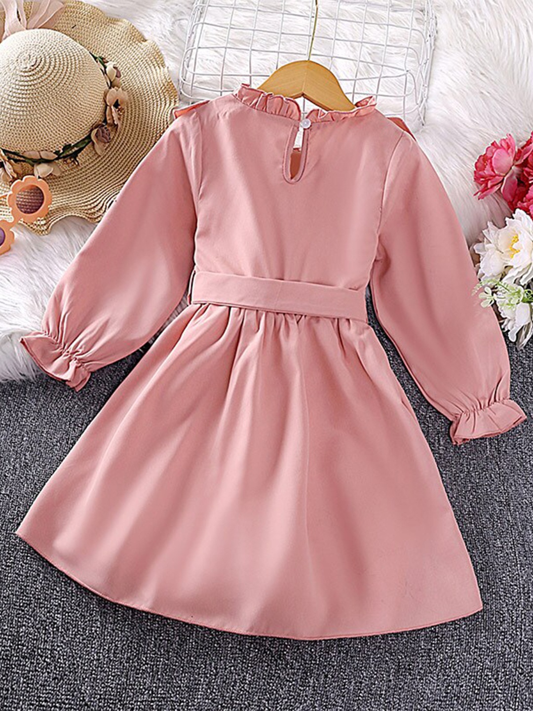 

StyleCast Girls Pink Floral Embroidered Puff Sleeve Ruffled Fit & Flare Dress