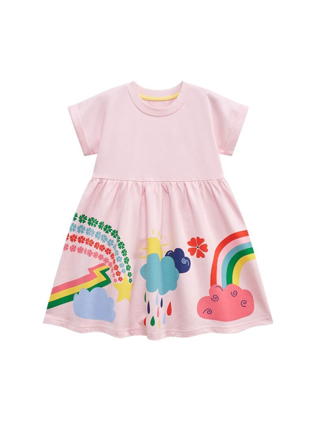 

StyleCast Girls Round neck Short Sleeves Print Fit & Flare Dress, Pink