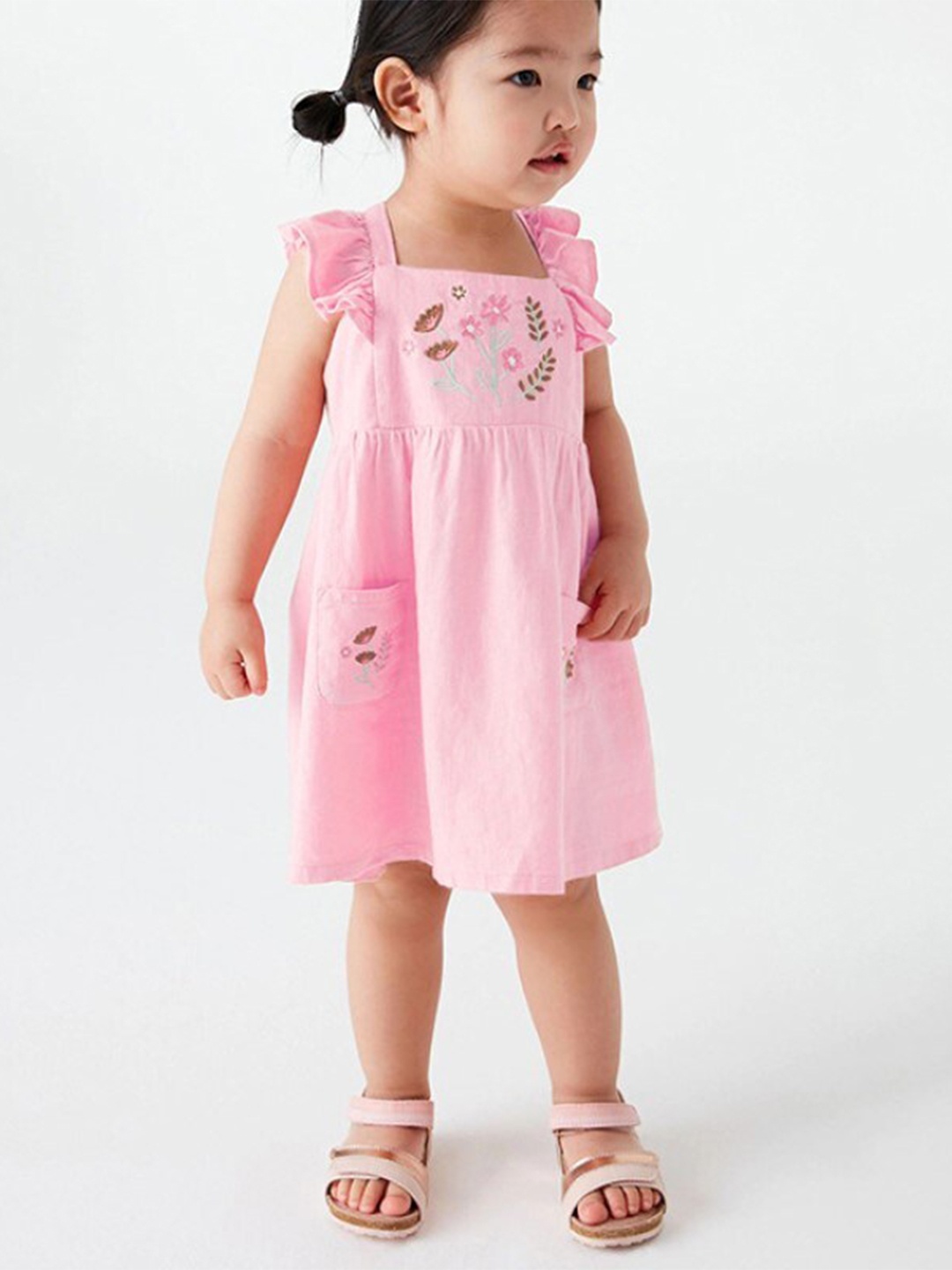 

StyleCast Square Neck Cap Sleeves Fit & Flare Dress, Pink