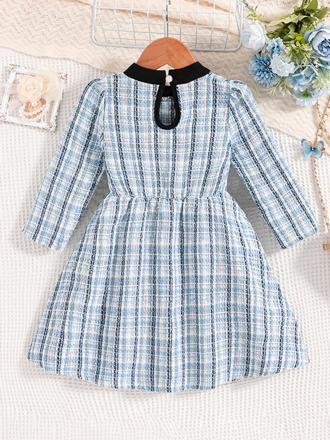 

StyleCast Girls Blue Checked Mock Neck Fit & Flare Dress