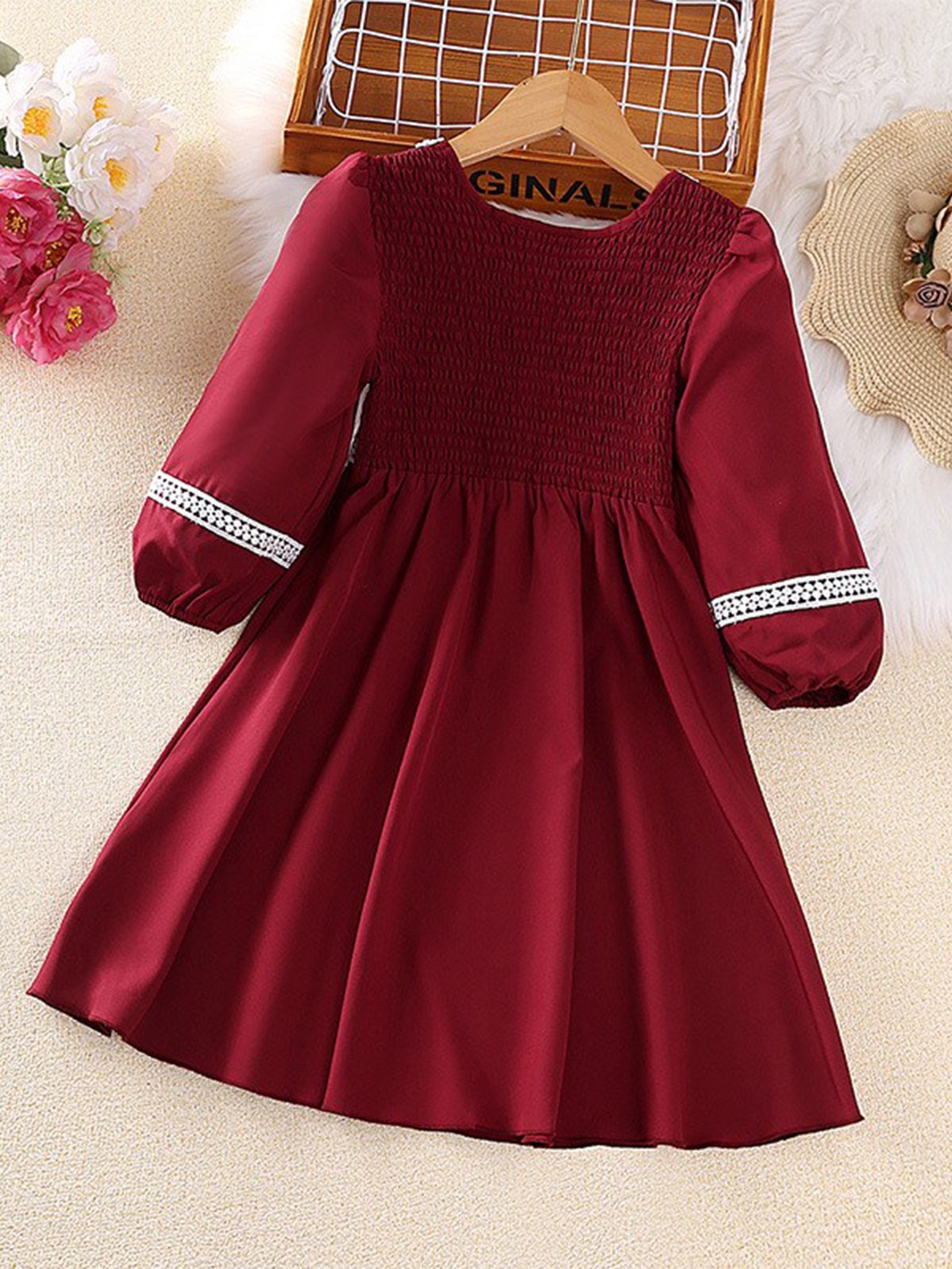 

StyleCast Maroon Puff Sleeve Fit & Flare Dress