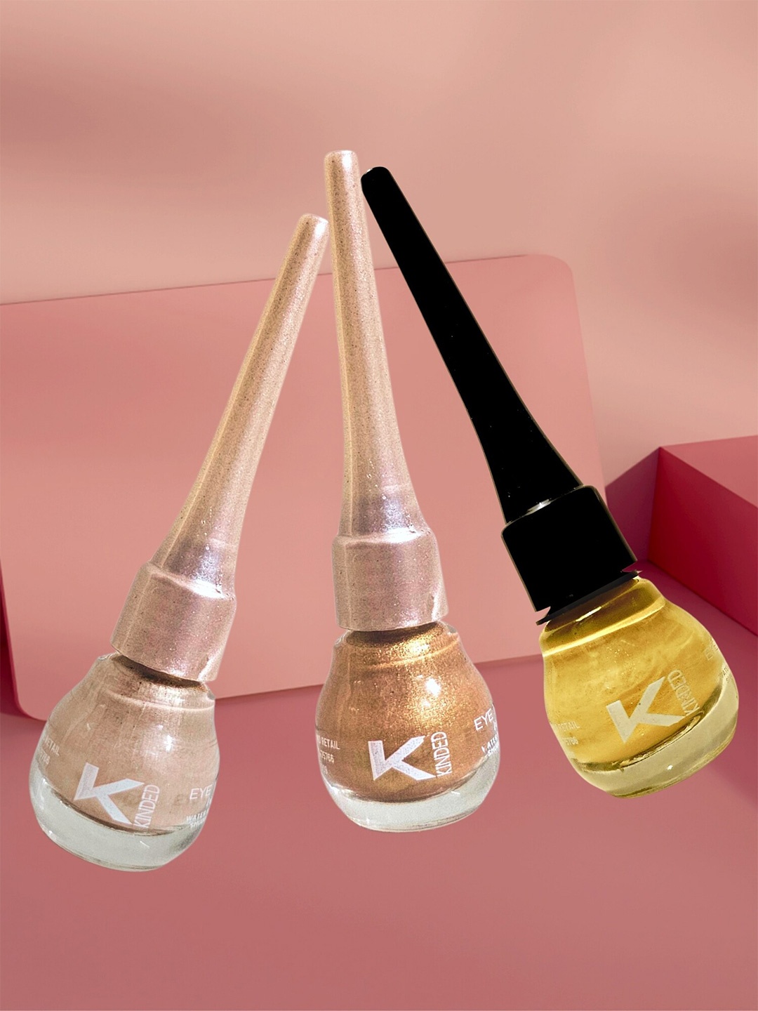 

KINDED 3-Pcs Long Lasting Eyeliner - 5ml Each - Golden Glaze-Pink Pearl & Cool Copper, Multi