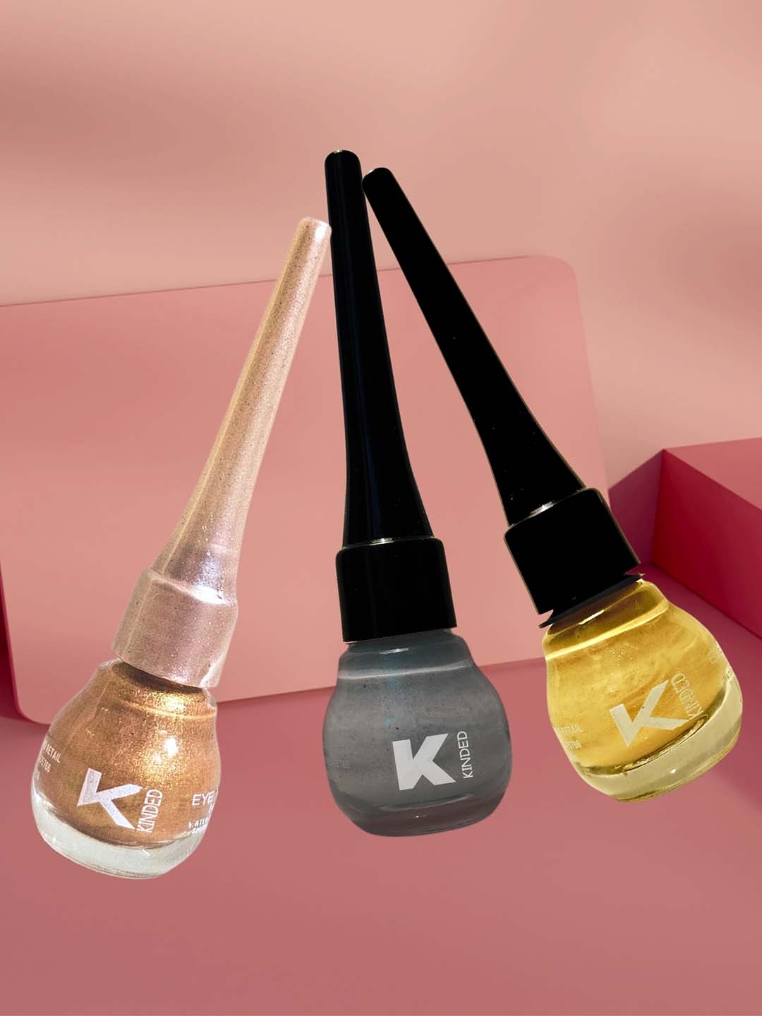 

KINDED 3-Pcs Long Lasting Eyeliner - 5ml Each - Golden Glaze-Greyish Silver & Cool Copper, Multi