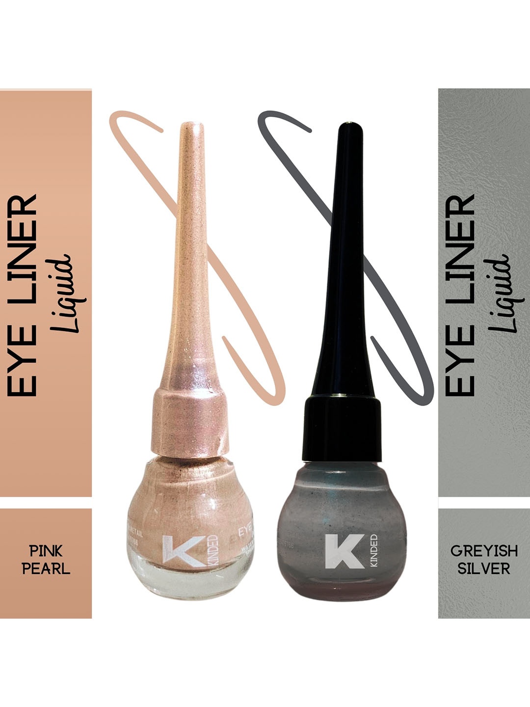 

KINDED 2-Pcs Long Lasting Eyeliner - 5ml Each - Greyish Silver & Pink Pearl, Multi