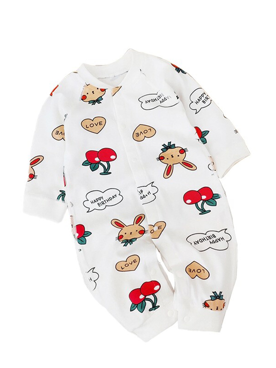 

StyleCast Infant Girls White Printed Cotton Rompers