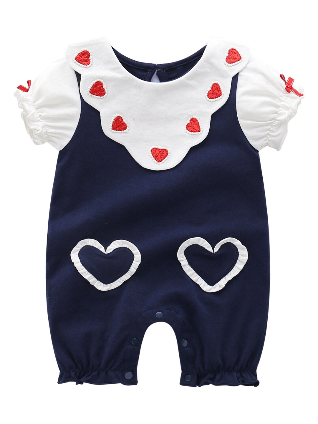 

StyleCast Infant Girls Navy Blue Graphic Printed Pure Cotton Romper