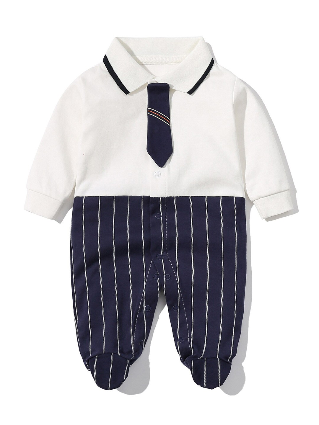 

StyleCast Infants Striped Cotton Party Rompers, Navy blue