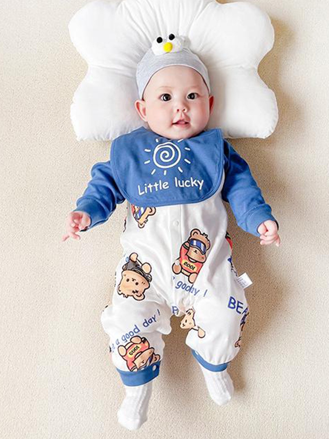 

StyleCast Infant Boys Blue Graphic Printed Pure Cotton Romper