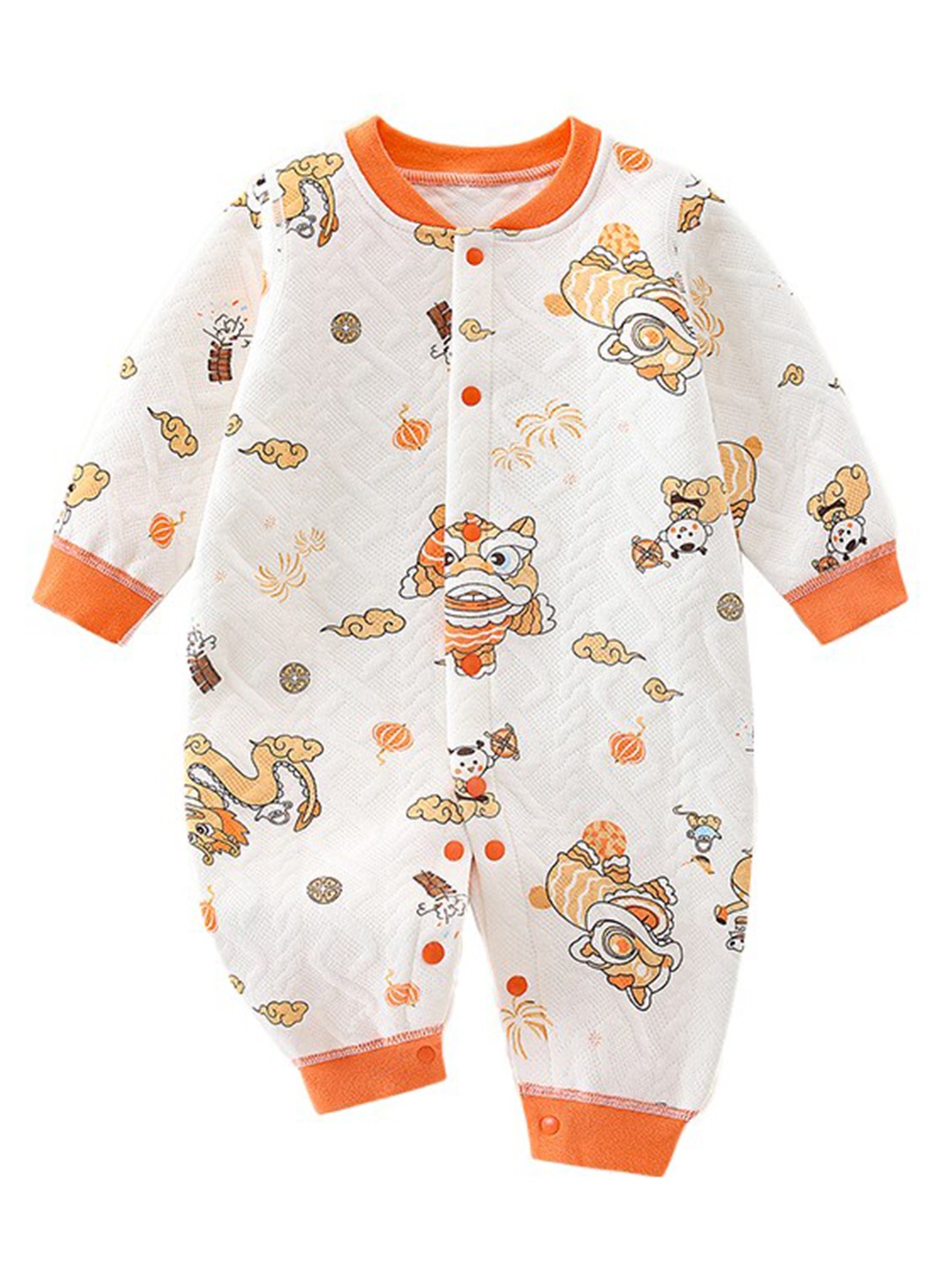

StyleCast Infant Boys Printed Cotton Rompers, Orange