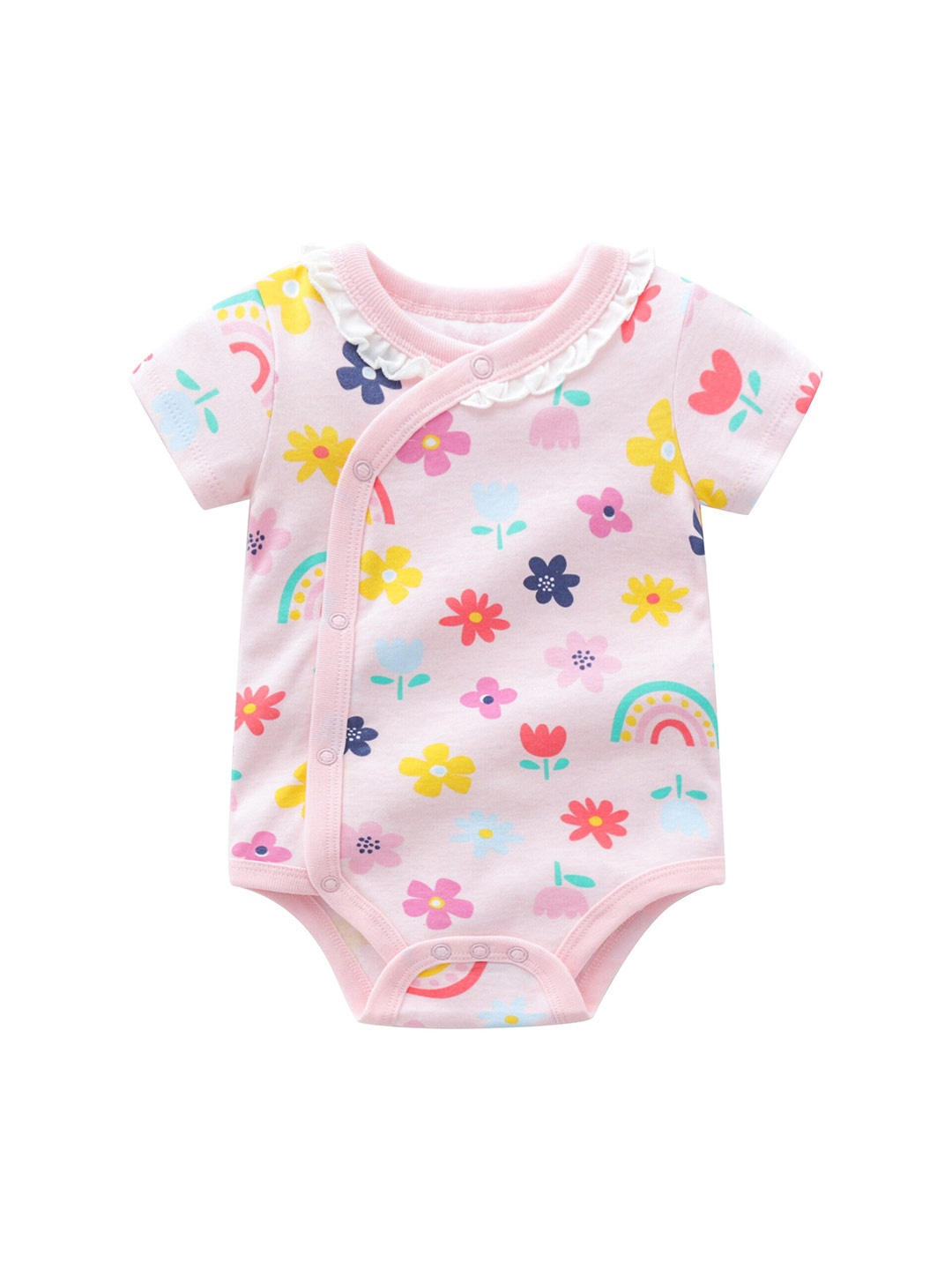 

StyleCast Girls Floral Printed Pure Cotton Bodysuit, Pink