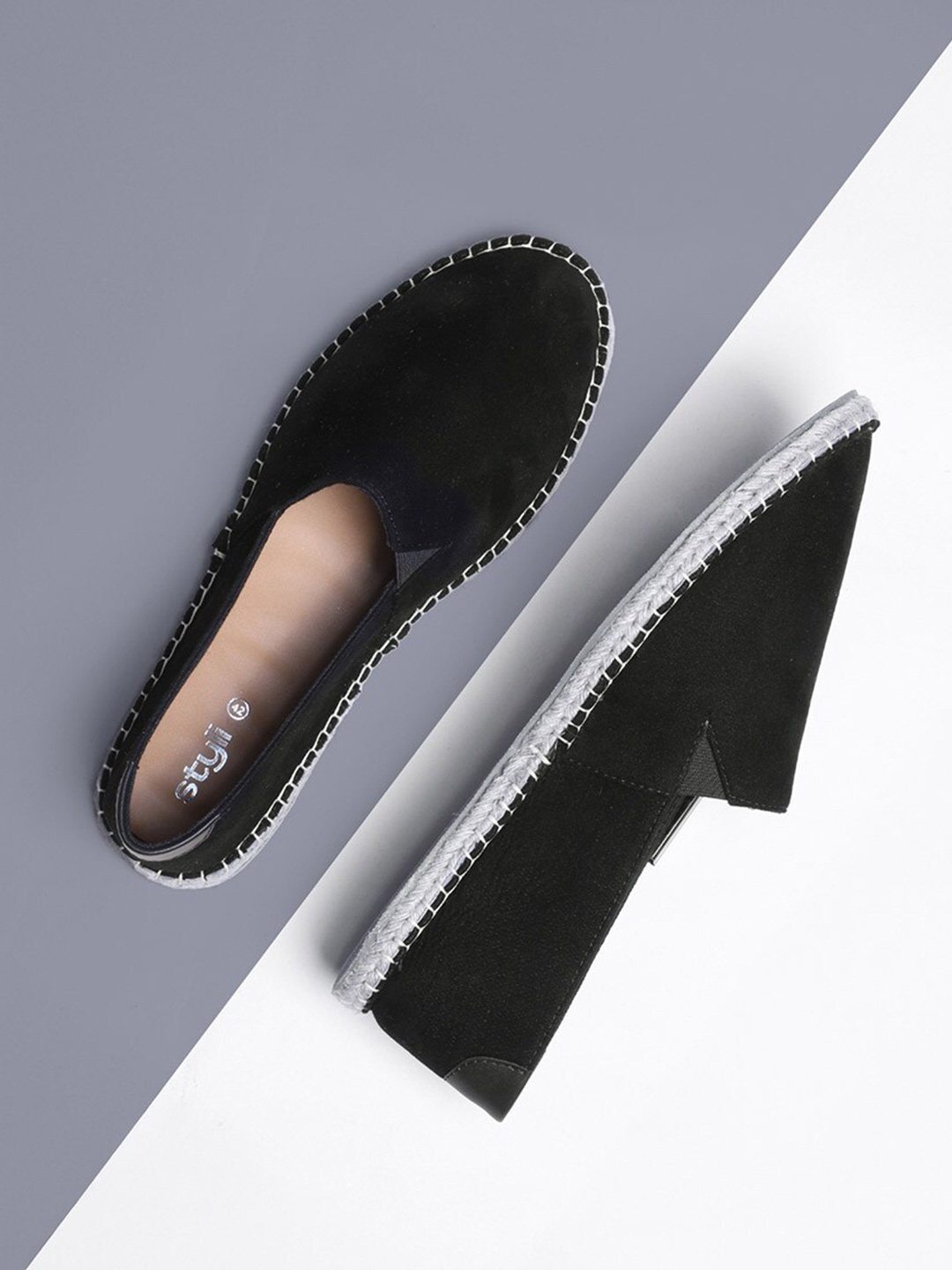 

Styli Men Faux Suede Mule Espadrilles, Black