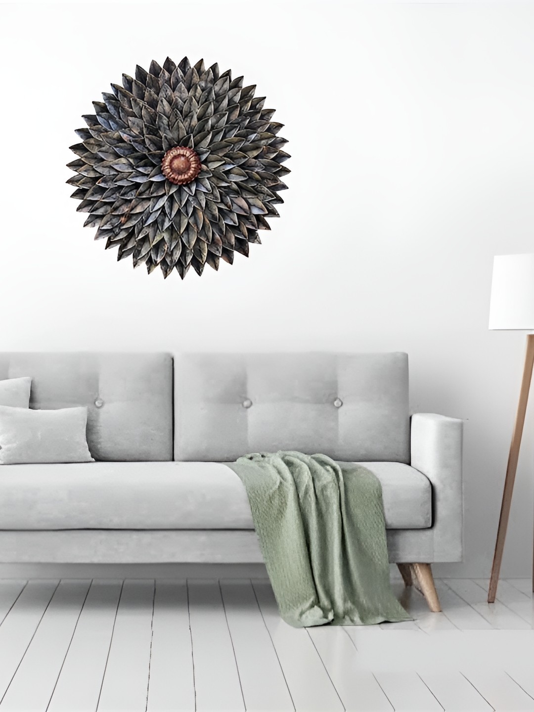 

CK HOMEZ Grey Textured Iron Flower Shaped Wall Hanging