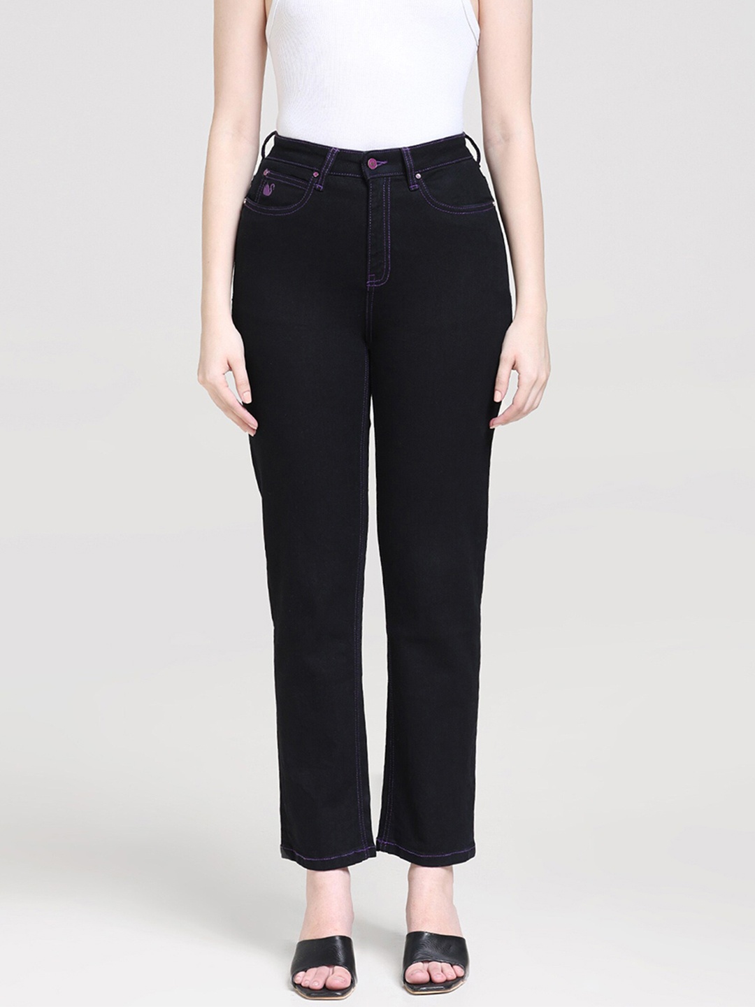 

Gloria Vanderbilt Women Classic Tapered Fit High Rise Clean Look Stretchable Jeans, Black