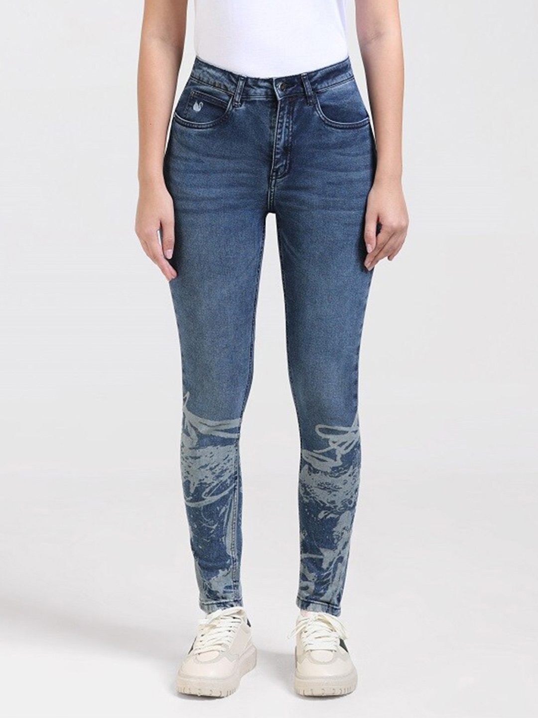 

Gloria Vanderbilt Women Classic Slim Fit High Rise Heavy Fade Stretchable Jeans, Blue