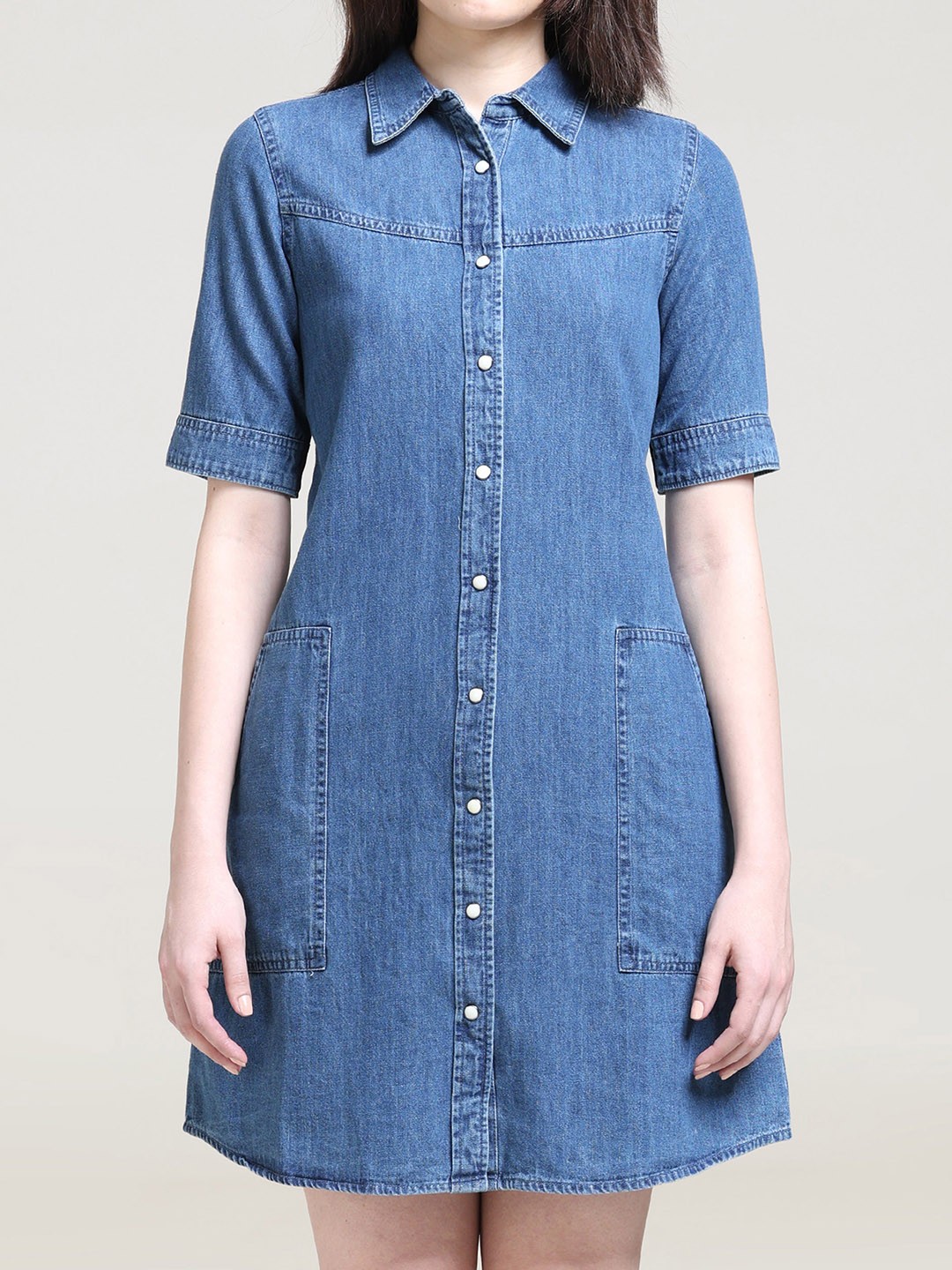 

Gloria Vanderbilt Shirt Collar Denim Shirt Dress, Blue