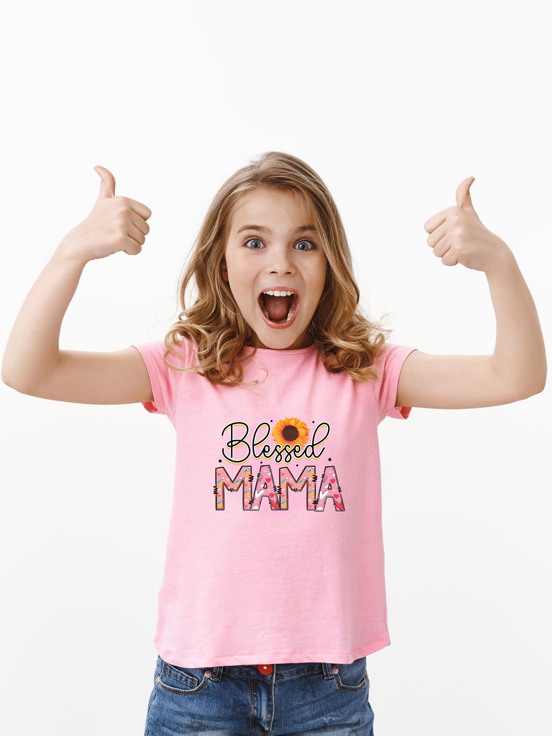 

BAESD Girls Graphic Printed Round Neck Top, Pink